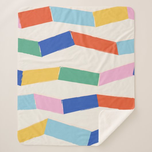 Farbiges Abstrakt geometrisches Zickzack Muster Sherpadecke (Vorderseite)