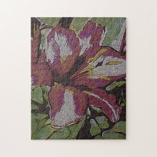 farbiges abstraktes Bild der Blume der Rotlilie Puzzle