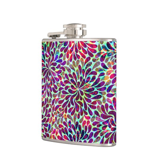 Farbiges Abstraktes Blumendesign Flachmann (Links)