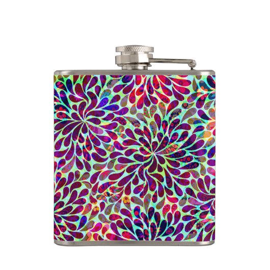 Farbiges Abstraktes Blumendesign Flachmann (Rückseite)