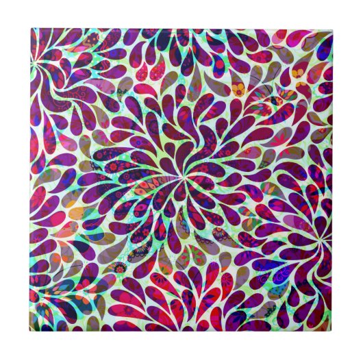 Farbiges Abstraktes Blumendesign Fliese (Vorderseite)