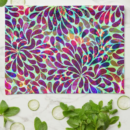 Farbiges Abstraktes Blumendesign Handtuch (Gefaltet)