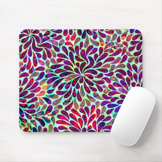 Farbiges Abstraktes Blumendesign Mousepad (Mit Mouse)