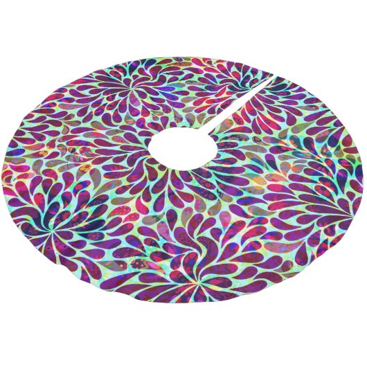 Farbiges Abstraktes Blumendesign Polyester Weihnachtsbaumdecke (Schrägansicht)