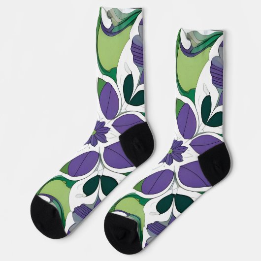 Farbiges Abstraktes Blumendesign Socken (Linkes Detail)