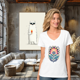 Farbiges Abstraktes Blumendesign T-Shirt