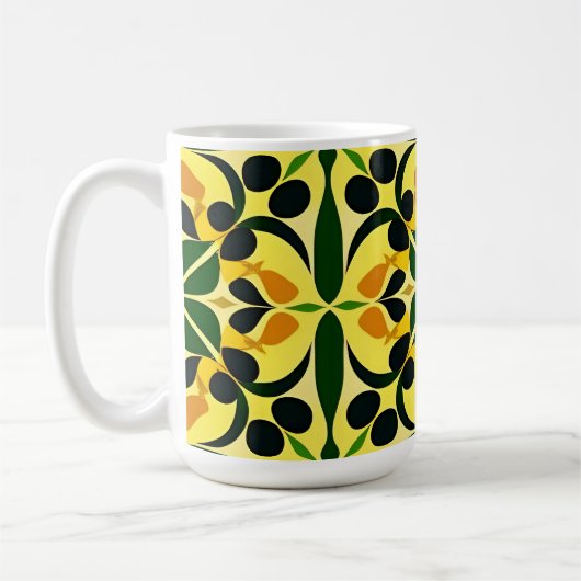 Farbiges Abstraktes Blumenmuster Kaffeetasse (Links)