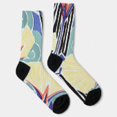 Farbiges Abstraktes Blumenmuster von E.A. Séguy Socken (Rechts)