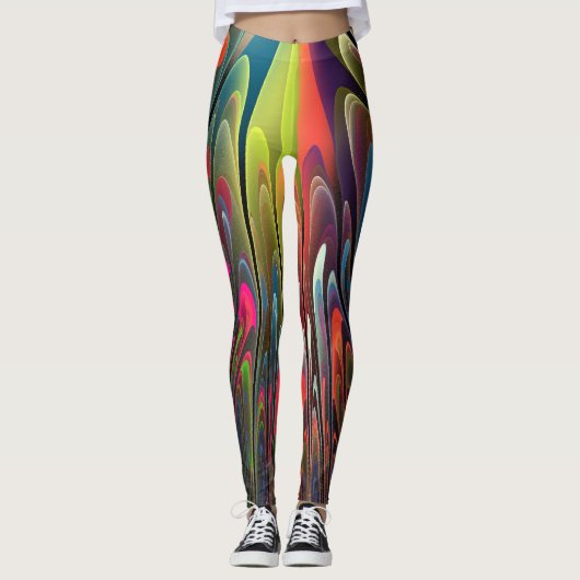 Farbiges Abstraktes Fraktal Leggings (Vorderseite)