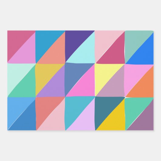 Farbiges Abstraktes geometrisches Triangle-Patchwo Geschenkpapier Set (Vorderseite 3)