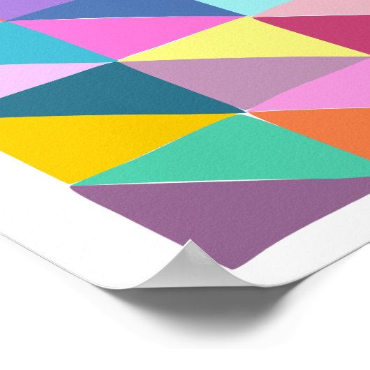 Farbiges Abstraktes geometrisches Triangle-Patchwo Poster (Ecke)