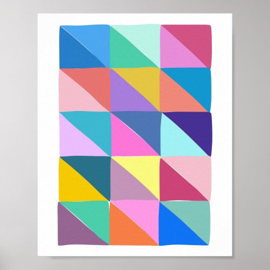 Farbiges Abstraktes geometrisches Triangle-Patchwo Poster (Vorne)