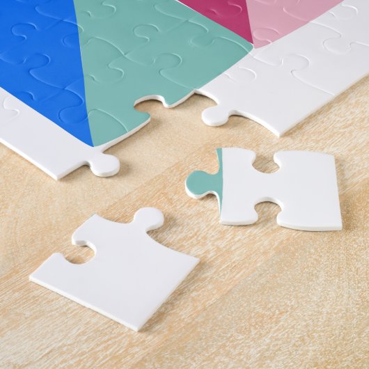 Farbiges Abstraktes geometrisches Triangle-Patchwo Puzzle (Seite)