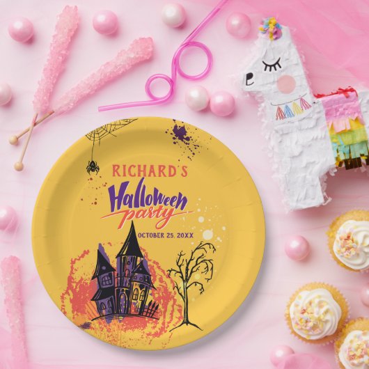 Farbiges Abstraktes Halloween-Party Pappteller (Party)