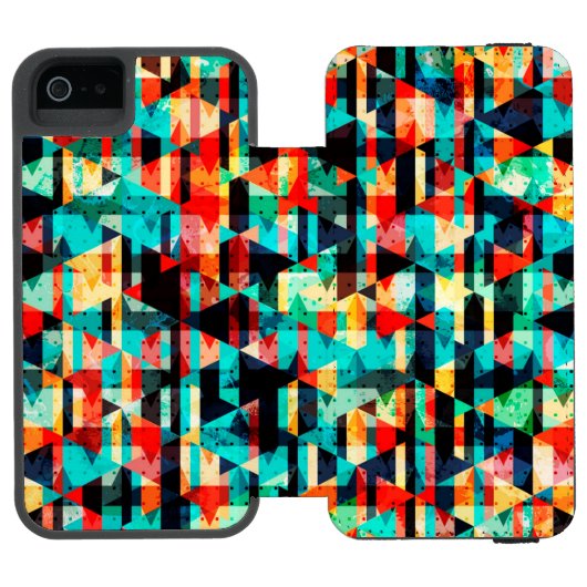 Farbiges abstraktes, helles Element-Design Incipio iPhone Geldbeutel-Hülle (Folio Geöffnet)