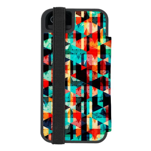 Farbiges abstraktes, helles Element-Design Incipio iPhone Geldbeutel-Hülle (Folio Rückseite)