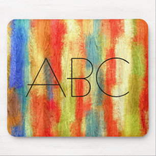 Farbiges Abstraktes Holzkörnchen Monogramm Mousepad