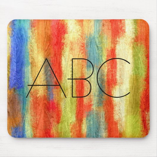 Farbiges Abstraktes Holzkörnchen Monogramm Mousepad (Vorne)