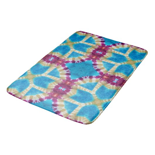 Farbiges Abstraktes Kaleidoskop Gefärbte Krawatte Badematte (Schrägansicht)