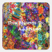 Farbiges Abstraktes Kunstmuster Quadratischer Aufkleber (Vorderseite)