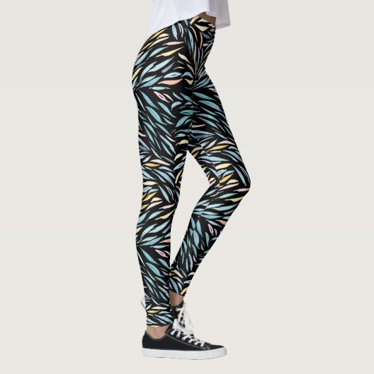 Farbiges Abstraktes Leaf-Muster Leggings (Rechts)