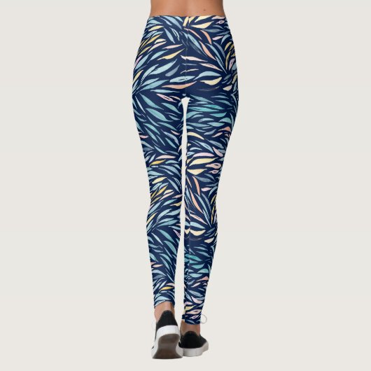 Farbiges Abstraktes Leaf-Muster Leggings (Rückseite)