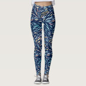 Farbiges Abstraktes Leaf-Muster Leggings (Vorderseite)
