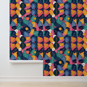 Farbiges Abstraktes Leaf- und Blumenmuster Tapete