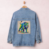 Farbiges abstraktes Löwentierkunstdesign Jeansjacke (Hangar)