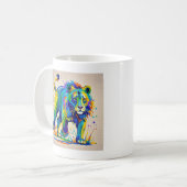 Farbiges abstraktes Löwentierkunstdesign Kaffeetasse (Vorderseite Links)