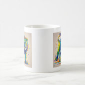 Farbiges abstraktes Löwentierkunstdesign Kaffeetasse (Mittel)