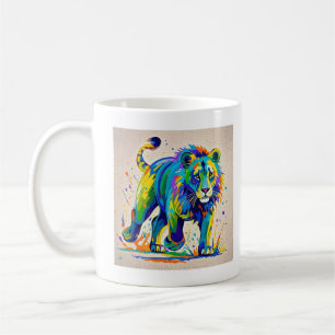 Farbiges abstraktes Löwentierkunstdesign Kaffeetasse