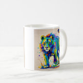 Farbiges abstraktes Löwentierkunstdesign Kaffeetasse (VorderseiteRechts)