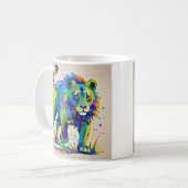 Farbiges abstraktes Löwentierkunstdesign Kaffeetasse (Vorderseite Links)