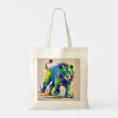 Farbiges abstraktes Löwentierkunstdesign Tragetasche (Rückseite)