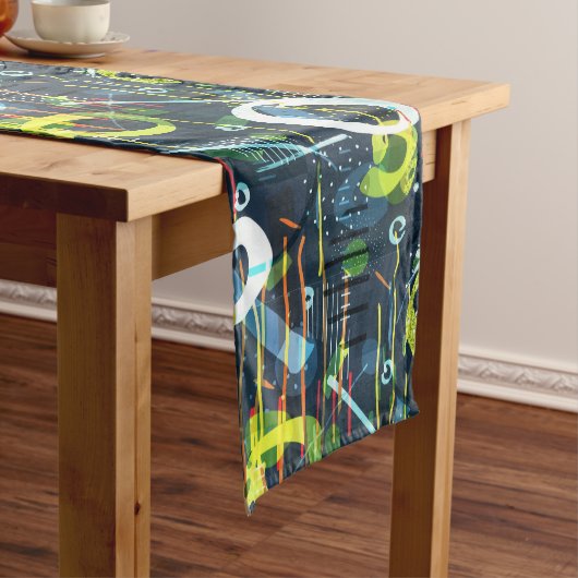 Farbiges Abstraktes modernes geometrisches Muster Mittelgroßer Tischläufer (Beispiel)