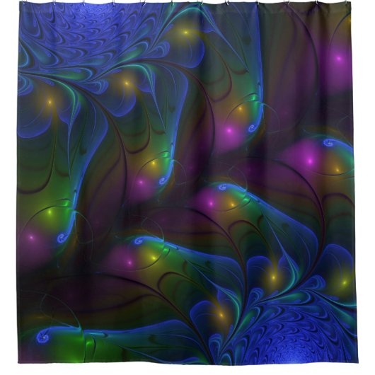 Farbiges Abstraktes, modernes, trendiges Fraktal Duschvorhang (Vorderseite)