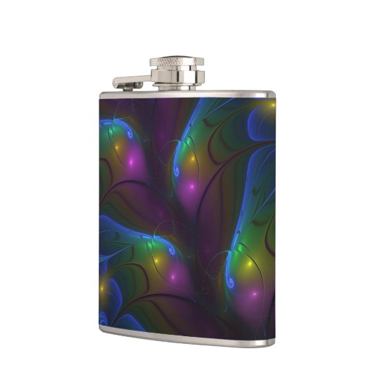 Farbiges Abstraktes, modernes, trendiges Fraktal Flachmann (Links)