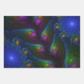 Farbiges Abstraktes, modernes, trendiges Fraktal Geschenkpapier Set (Vorderseite 3)