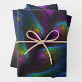 Farbiges Abstraktes, modernes, trendiges Fraktal Geschenkpapier Set (Beispiel)