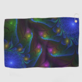 Farbiges Abstraktes, modernes, trendiges Fraktal Golfhandtuch (Horizontal)