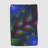 Farbiges Abstraktes, modernes, trendiges Fraktal Golfhandtuch (Vorderseite)