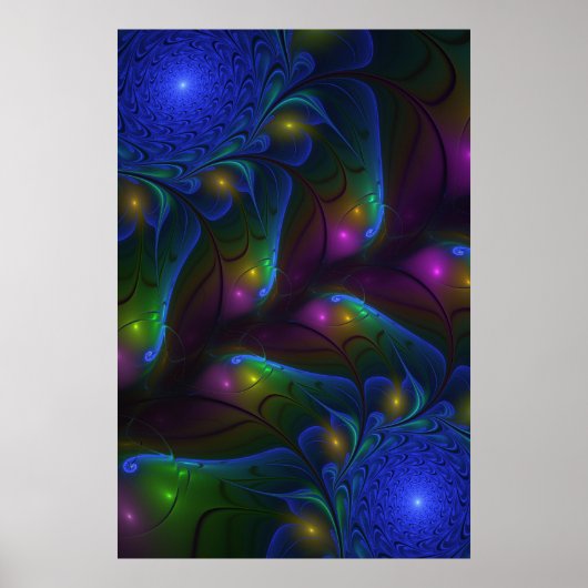 Farbiges Abstraktes, modernes, trendiges Fraktal Poster (Vorne)
