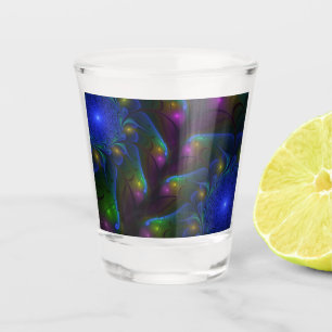 Farbiges Abstraktes, modernes, trendiges Fraktal Schnapsglas