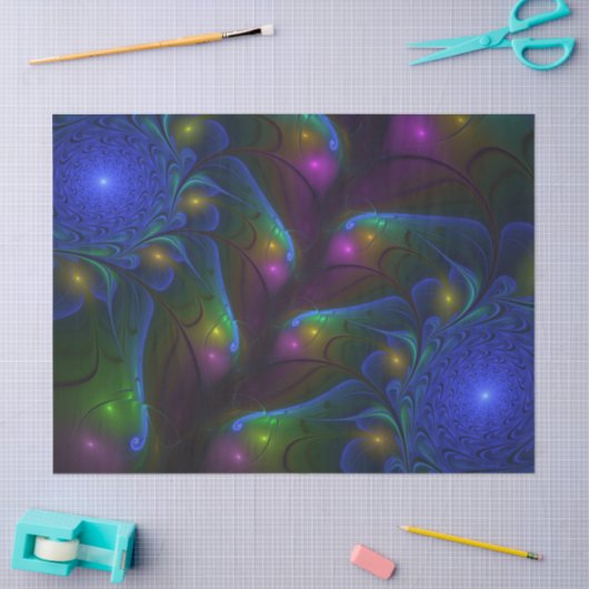 Farbiges Abstraktes, modernes, trendiges Fraktal Seidenpapier (Basteln)