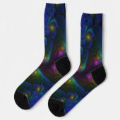 Farbiges Abstraktes, modernes, trendiges Fraktal Socken (Linkes Detail)