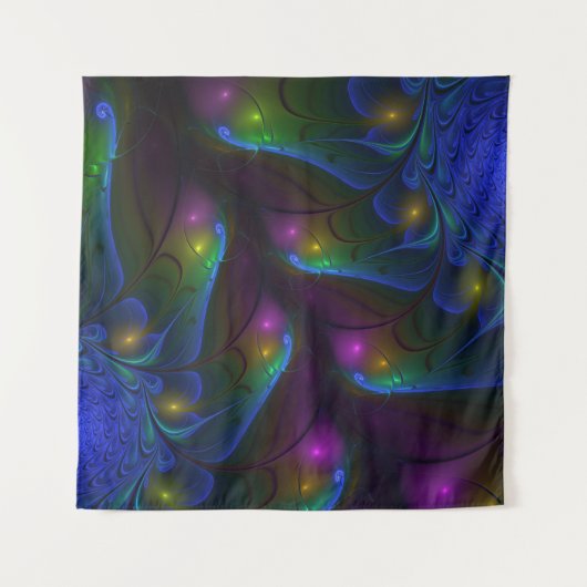 Farbiges Abstraktes, modernes, trendiges Fraktal Wandteppich (Vorderseite (Horizontal))