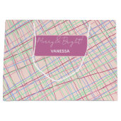 Farbiges Abstraktes Monogramm Tartan Muster Große Geschenktüte (Vorderseite)