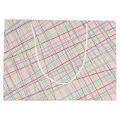 Farbiges Abstraktes Monogramm Tartan Muster Große Geschenktüte (Rückseite)