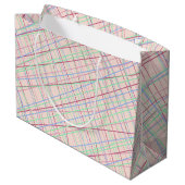 Farbiges Abstraktes Monogramm Tartan Muster Große Geschenktüte (Rückseite Schrägansicht)